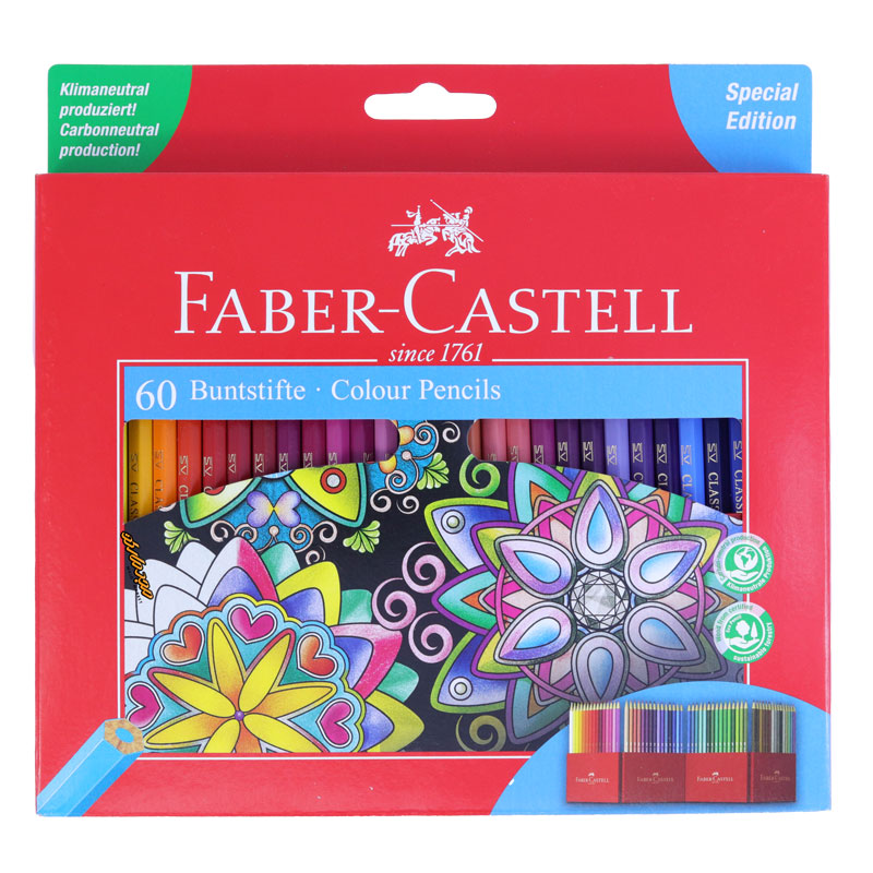 مداد رنگی 60 رنگ کلاسیک طرح گل جعبه مقوایی فابر کاستل FABERCASTELL