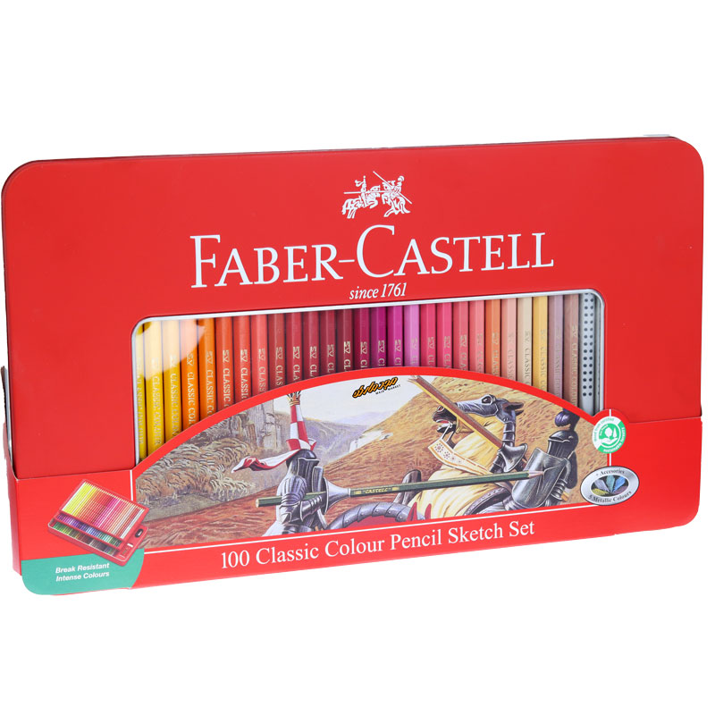 مداد رنگی 100 رنگ جعبه فلزی کلاسیک فابر کاستل FABERCASTELL