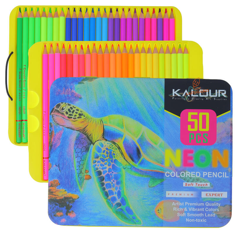 مداد رنگی 50 رنگ نئونی طرح لاک پشت کالور KALOUR
