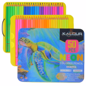 مداد رنگی 50 رنگ نئونی طرح لاک پشت کالور KALOUR